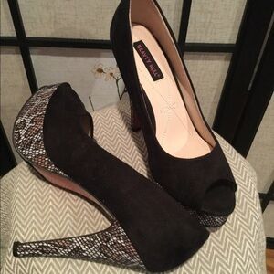 Beauty Heel Faux Suede and Faux Snakeskin  Heels